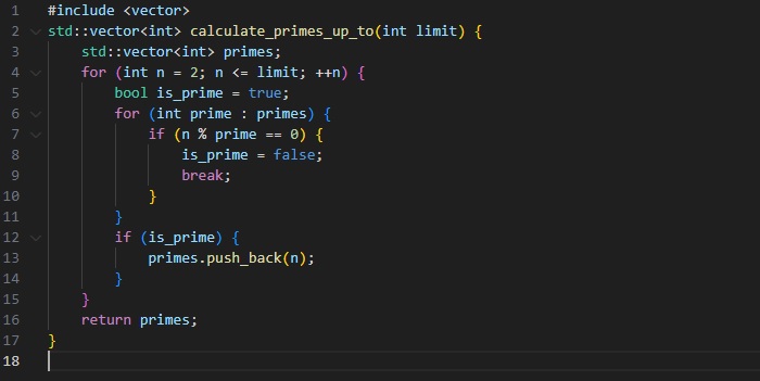 C++ code snippet for calculating prime numbers to illustrate execution speed - Bluebird International